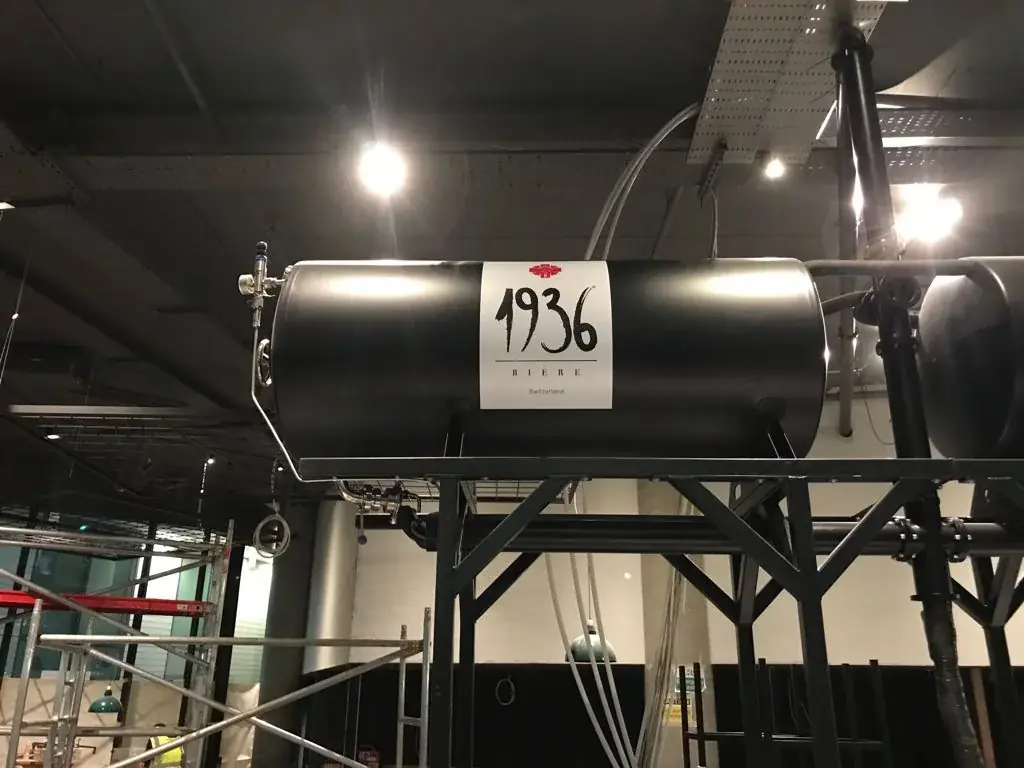 1936 Bière branded black beer tank installed on a raised support frame, gallery image 15