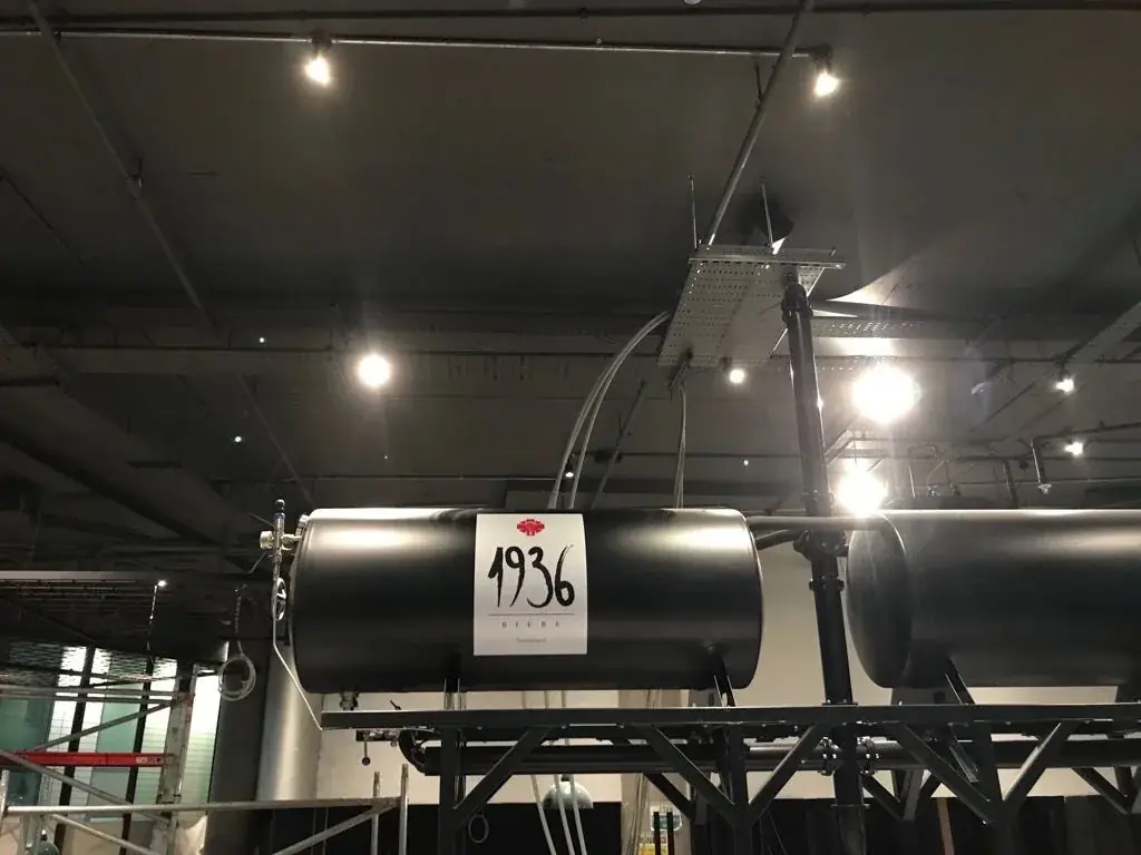 Completed 1936 Bière tank branding across a raised beer system, gallery image 26