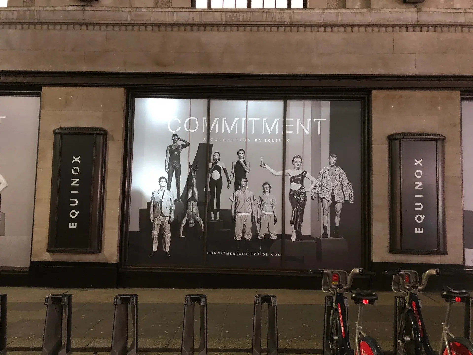 Full-window Equinox campaign composition featuring a group of models