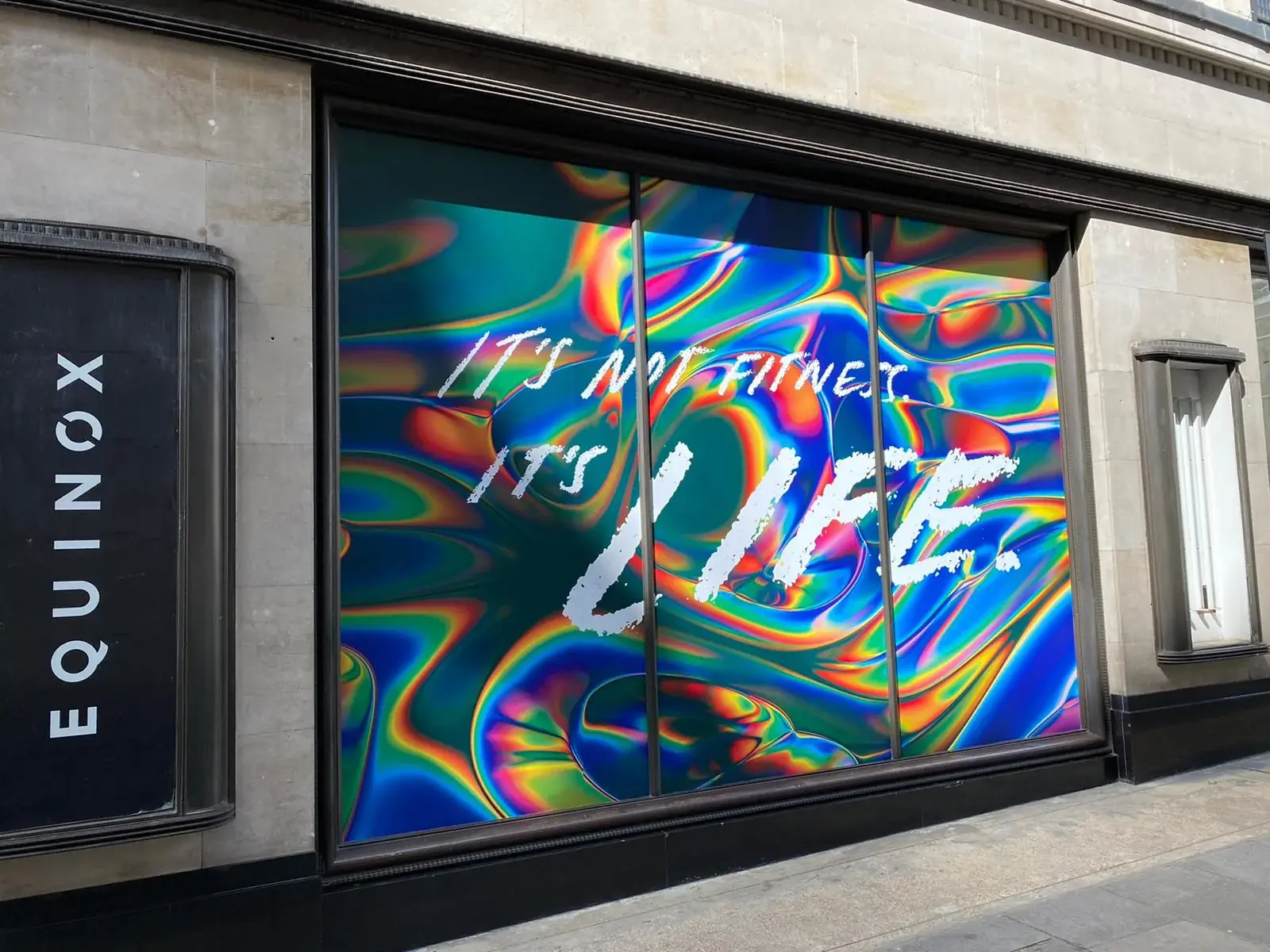 Front view of the Equinox It’s not fitness. It’s life. window graphic