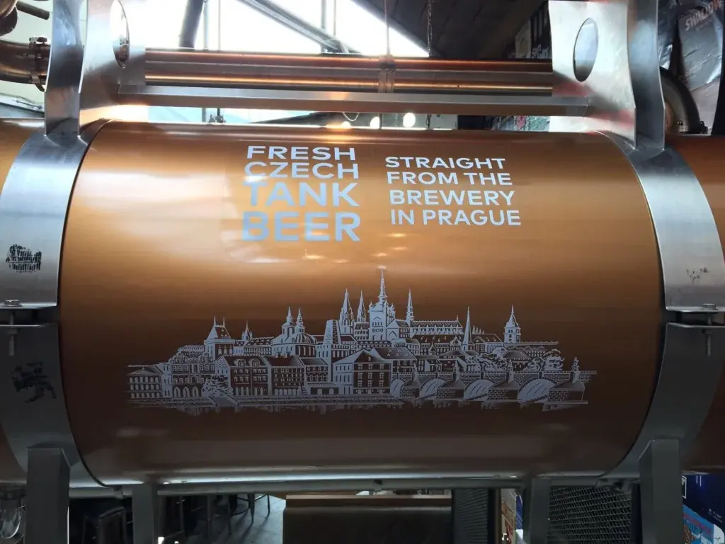 Detailed Prague skyline vinyl illustration on a Staropramen tank, gallery image 31