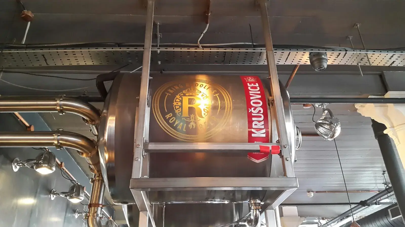 Illuminated Krušovice tank beer sticker in a hospitality interior, gallery image 34