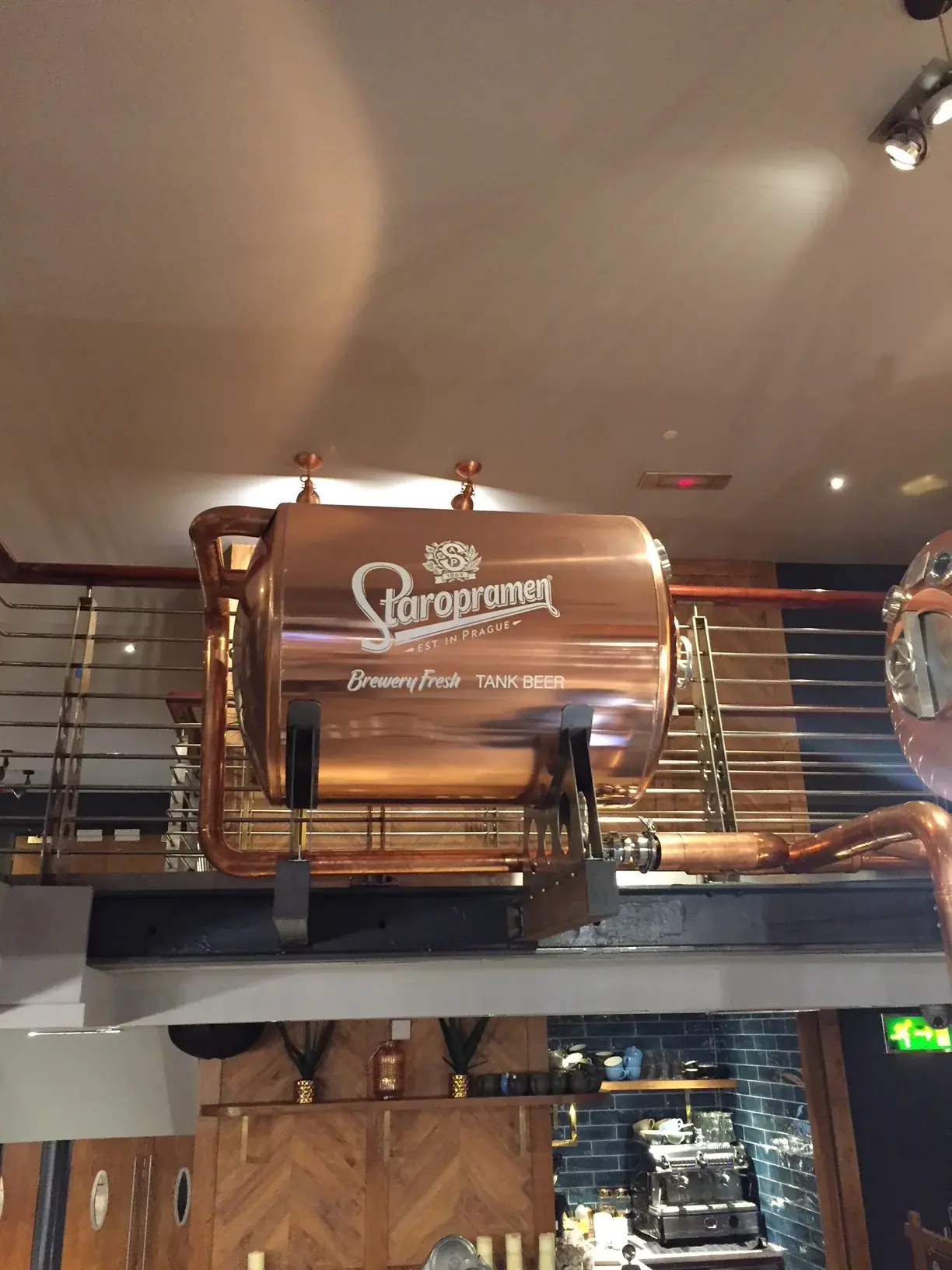 Wide view of a complete Staropramen branded tank beer system, gallery image 40