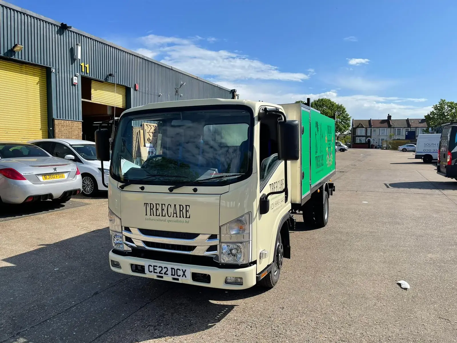 Hackney E8 Truck & Lorry Graphics reference Front view of the completed Treecare commercial truck graphics — reference for Truck & Lorry Graphics available in Hackney E8