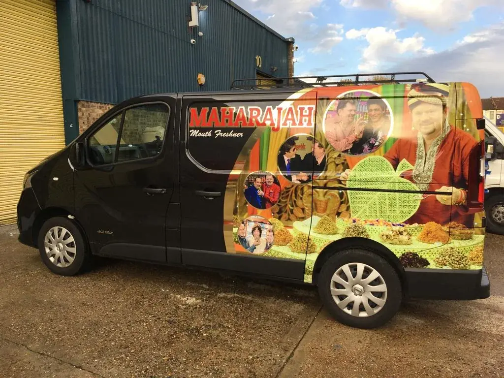 Full-side Maharajah van wrap graphics for catering and wedding services — Van Graphics example for Knightsbridge SW1X/SW7