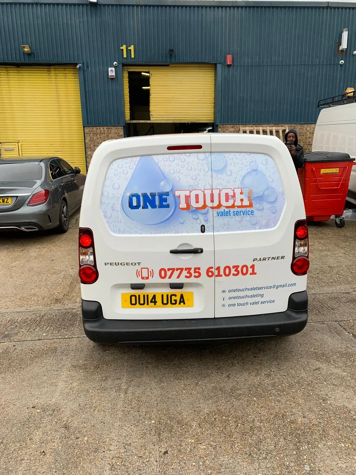 One Touch van signage viewed across the rear and side panels — Van Graphics example for Eltham SE9